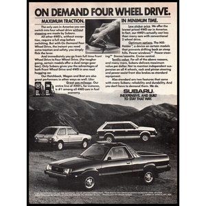 1982 Subaru 4wd Four Wheel Drive Car Lineup Vintage Print Ad Brat Wall Art